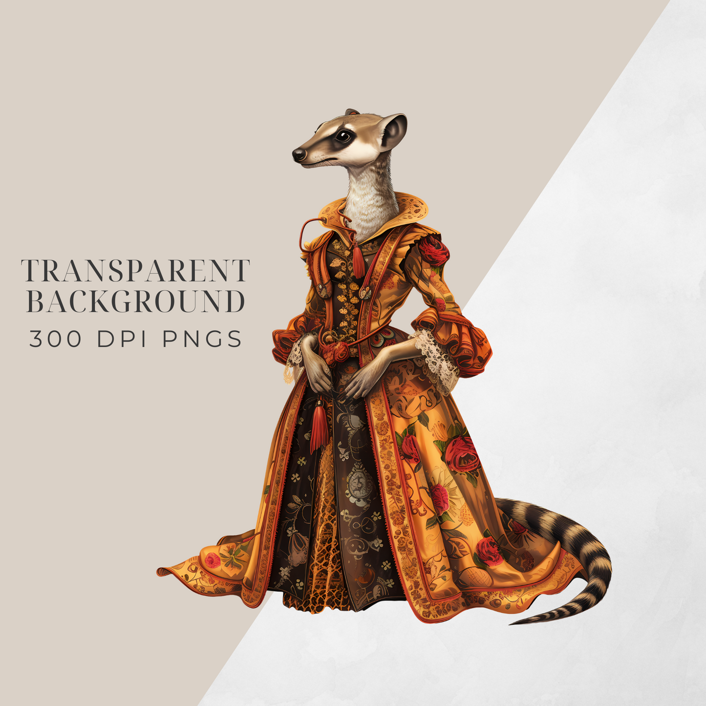 Beastly Elegance: A Courtly Animal Collection (Instant Download, Commercial Use License)