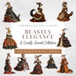 Beastly Elegance: A Courtly Animal Collection (Instant Download, Commercial Use License)