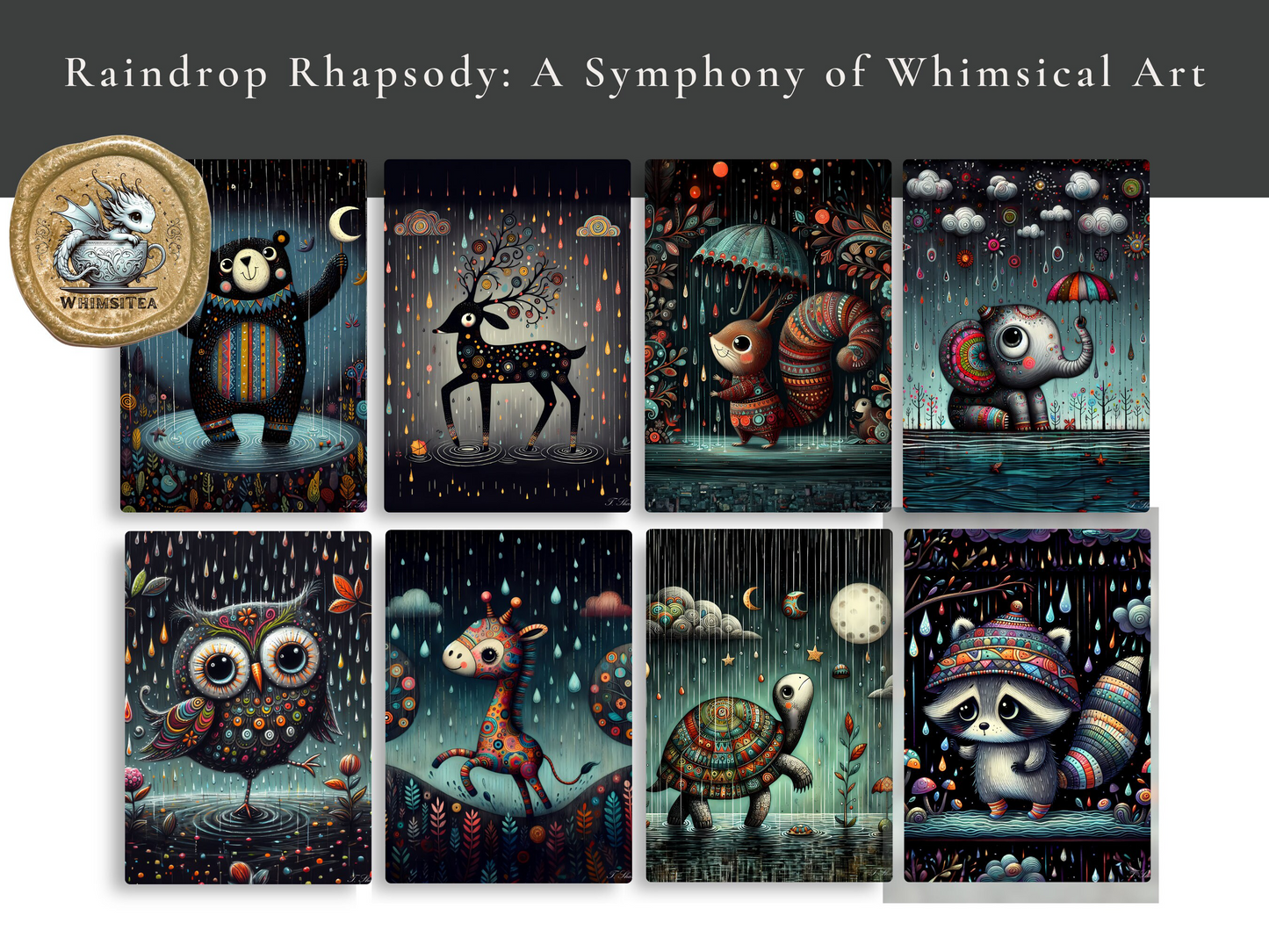 Raindrop Rhapsody: A Symphony of Whimsical Art - Digital Print Collection - Instant Download