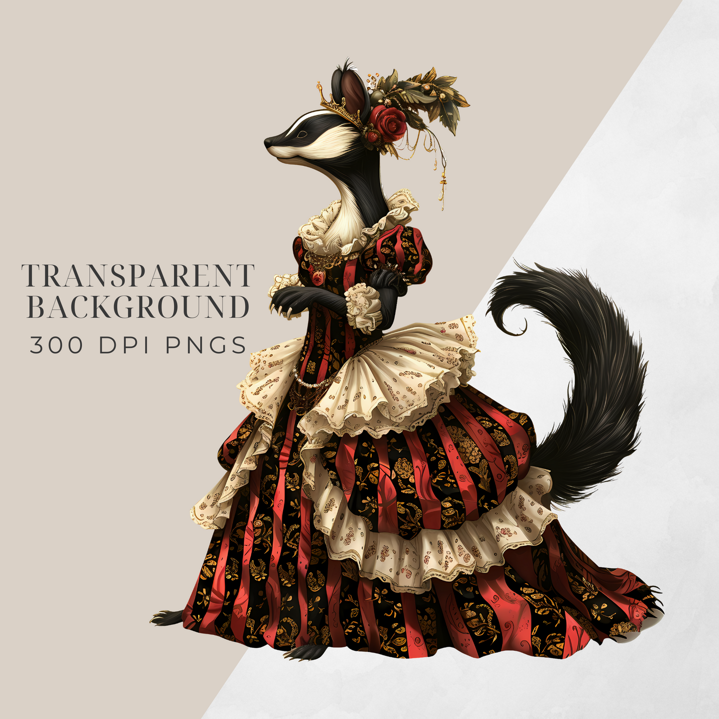 Beastly Elegance: A Courtly Animal Collection (Instant Download, Commercial Use License)