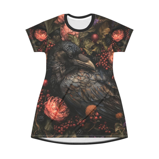 Mystic Raven Bloom T-Shirt Dress (AOP)