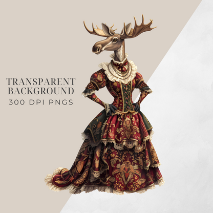 Beastly Elegance: A Courtly Animal Collection (Instant Download, Commercial Use License)